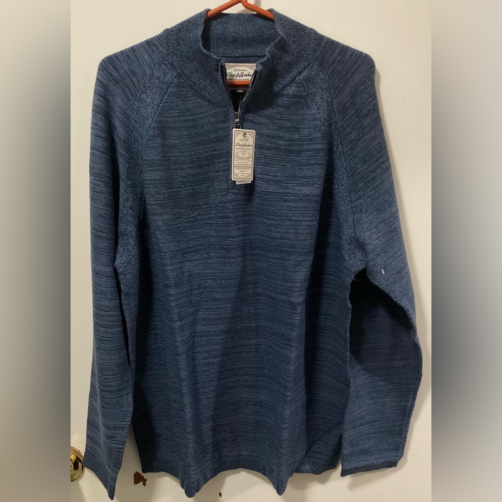Flag & Anthem Men’s Quarter Zip-Up Sweater Navy Heather Extra Large 100% Cotton